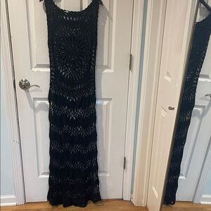 VENUS Black Crochet Maxi Dress